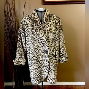 Vintage Leapard Print Faux Fur Coat
